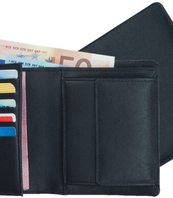 Alassio combi-portemonnee, leer, zwart