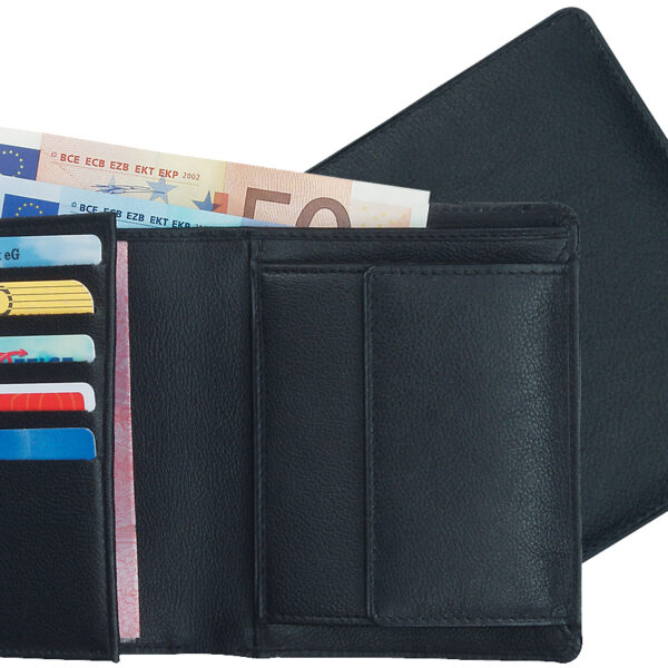 Alassio combi-portemonnee, leer, zwart