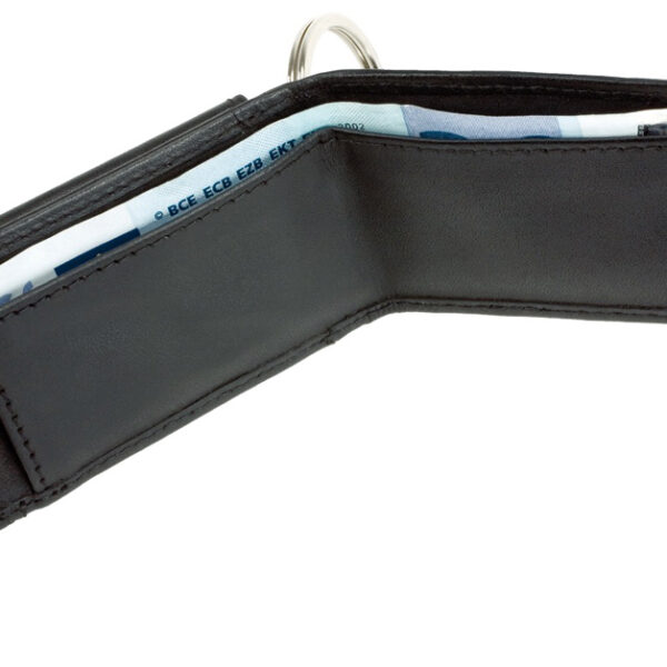 Alassio mini portemonnee met metalen embleem, nappaleer, zwart