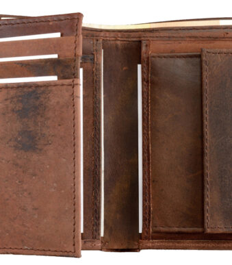 Alassio portemonnee, leer, donkerbruin, staand formaat