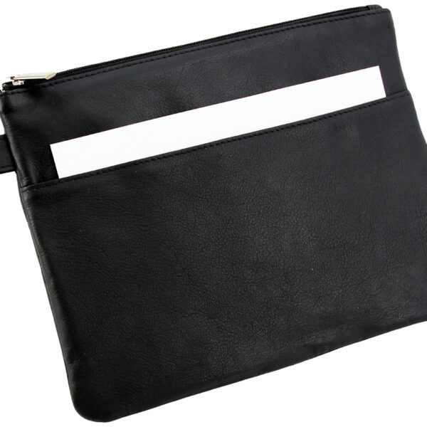 Alassio ritssluitingmapje met voorvakje, leer, zwart