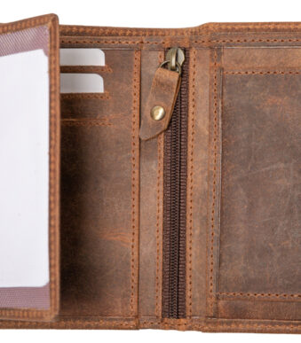 Alassio portemonnee, staand formaat, van leer, bruin