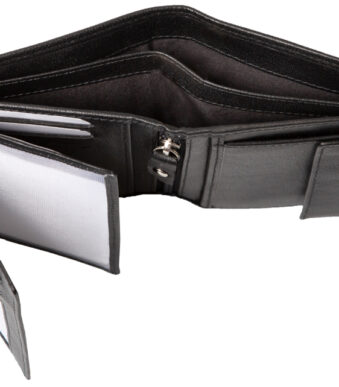 Alassio portemonnee, staand formaat, van leer, zwart