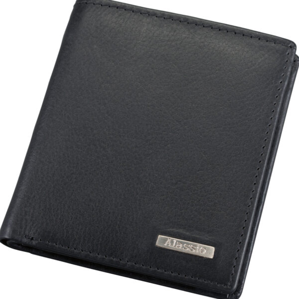 Alassio mini-portemonnee, leer, staand formaat, zwart