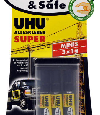 UHU Alleslijm SUPER Strong & SAFE MINIS, 3 tuben à 1 g