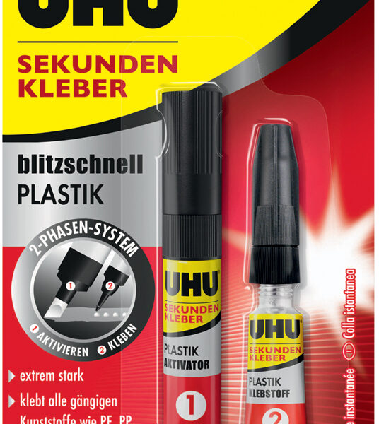 UHU secondenlijm bliksemsnel PLASTIC, 3 ml + 2 g