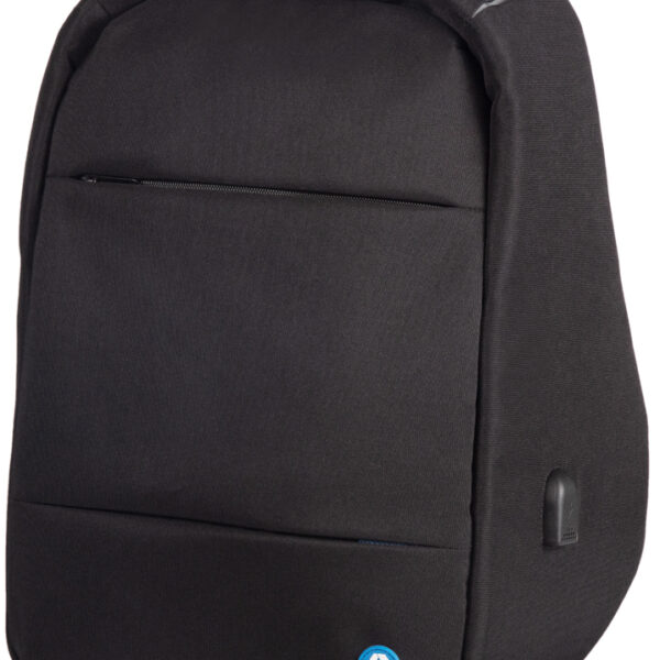 STOP notebook rugzak SAFEPAK RPET ANTIGUA, met USB-laadpoort, zwart