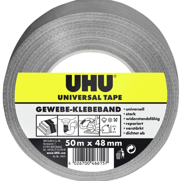 UHU Universeel weefsel-plakband / tape, 48 mm x 50 m, grijs