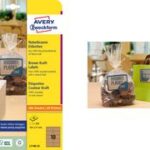 AVERY natuurbruine etiketten, 62 x 42 mm, 25 vel A4, permanent