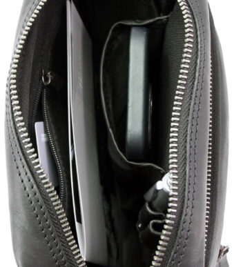 PRIDE&SOUL schoudertas PORT, leer, zwart