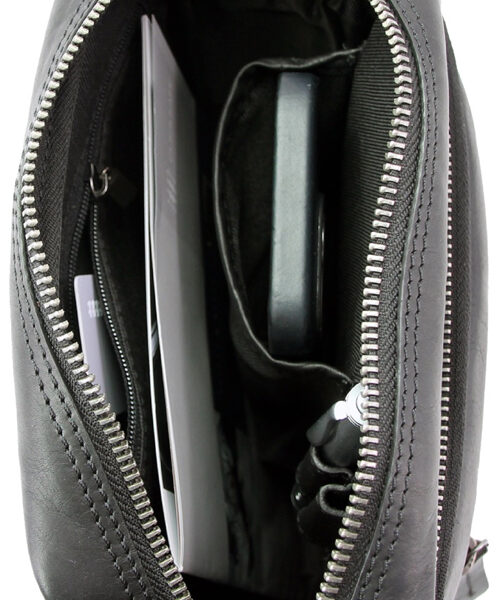 PRIDE&SOUL schoudertas PORT, leer, zwart