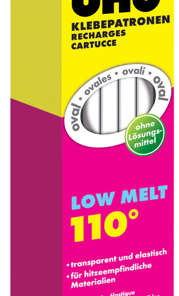 UHU patronen voor lijmpistool Low Melt, 125 g, transparant