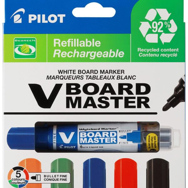 PILOT Whiteboardmarker V BOARD MASTER, ronde punt, 2,3 mm, 5 in etui