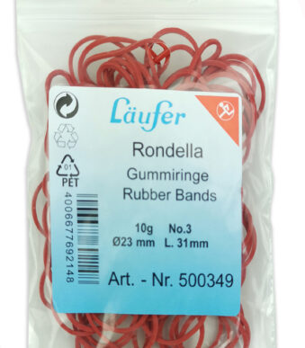 Läufer RONDELLA elastieken in zak - 10 g, 20 mm, rood