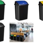 CEP afvalbak ROSSIGNOL, met duwklep, 50 L, zwart/blauw