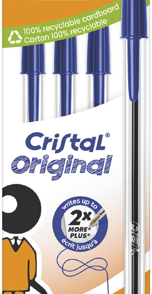 BIC balpen Cristal Original, blauw, 4 stuks in doos
