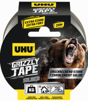UHU PE-weefseltape / weefselplakband GRIZZLY TAPE, zilver, 49 mm x 25 m