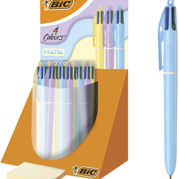 BIC drukbalpen 4 Colours Pastel, 30 stuks in display