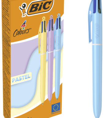 BIC drukbalpen 4 Colours PASTEL, 12 stuks in doosje