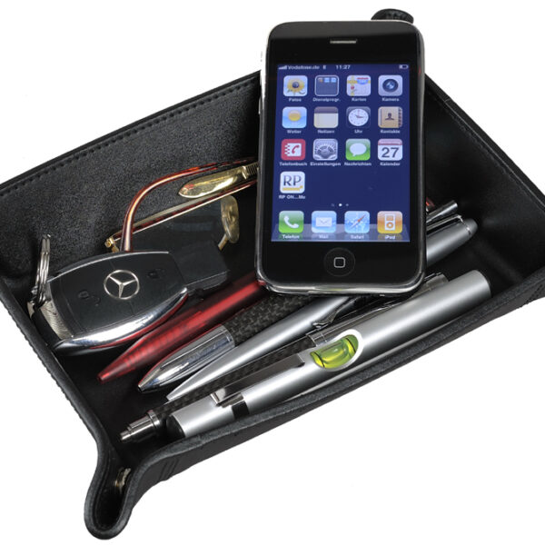 Alassio broekzak-depot, van echt leer, zwart