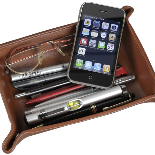 Alassio broekzak-depot, van echt leer, cognac