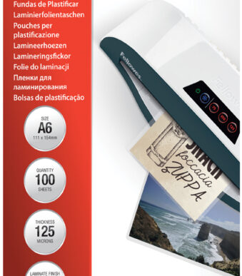 Fellowes lamineerhoes, DIN A6, glanzend, 250 mic, 100 st.