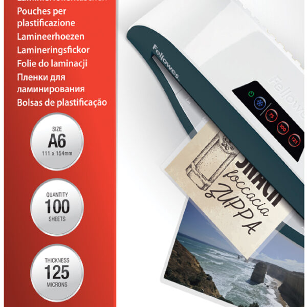 Fellowes lamineerhoes, DIN A6, glanzend, 250 mic, 100 st.