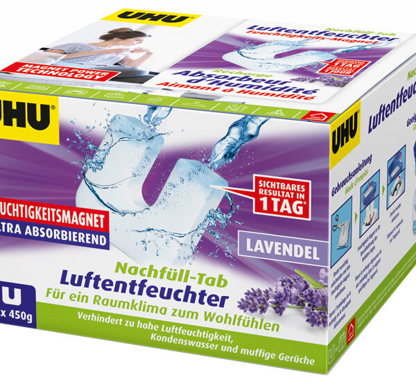UHU navulling LAVENDEL voor vochtvreter / luchtontvochtiger, 2 x 450 g