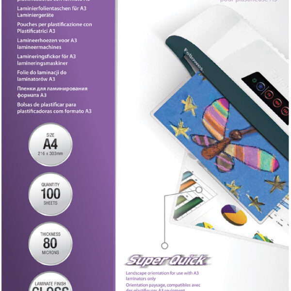 Fellowes lamineerhoes Super Quick, DIN A4, 160 mic, 100 st.