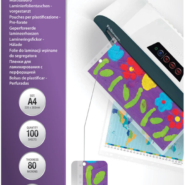 Fellowes lamineerhoes, voorgeponst, DIN A4, mat, 160 mic, glanzend, 100 st.