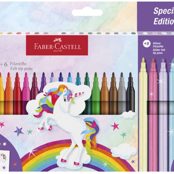 FABER-CASTELL viltstiften Eenhoorn, 18+6 doosje
