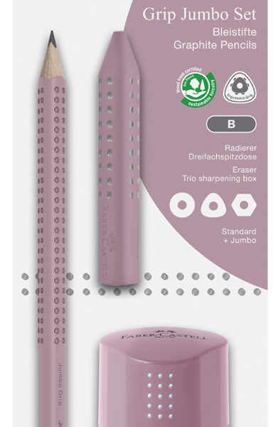 FABER-CASTELL potlood Jumbo GRIP set, B, roze, blisterkaart