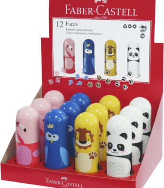 FABER-CASTELL vlakgum en puntenslijper combinatie Faces, in display