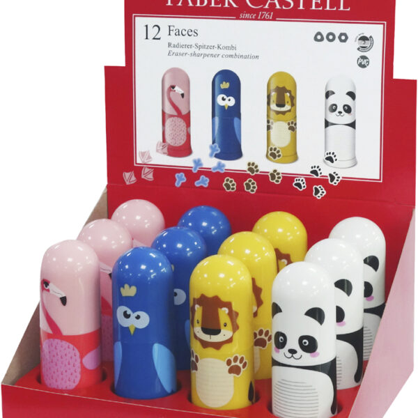 FABER-CASTELL vlakgum en puntenslijper combinatie Faces, in display
