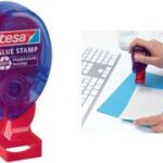 tesa ecoLogo lijmstempel, 1.100 lijmpads, blauw-doorzichtig, permanent, 8,4 x 8,4 mm