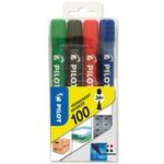 PILOT permanent-marker 100, ronde punt, 4 in etui