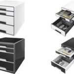 LEITZ schuifladenbox WOW CUBE, 4 lades, zwart/grijs