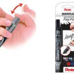 Pentel Whiteboardmarker Maxiflo Flex-Feel, flexibele punt, lijndikte variabel, 4 stuks in set
