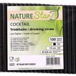 NATURE Star papieren drinkrietje 'Cocktail', 130 mm, zwart