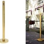 Securit staande asbak-set SMOKER POLE, van roestvrij staal, goud
