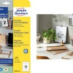AVERY gerecyclede universele etiketten Home Office, 48,5 x 25,4 mm, 10 vel A4, permanent, naturelwit