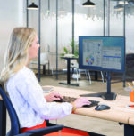 Fellowes monitorarm Seasa, standvoet, zwart