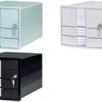 HAN schuifladenbox IMPULS, 3 lades, met slot, lichtgrijs