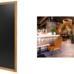 Securit krijtbord LONG, met houten rand, teak