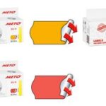 METO etiketten voor prijstang, 26 x 12 mm, fluor rood