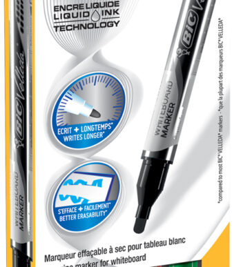BIC whiteboardmarker Velleda Liquid Ink, ronde punt, 2,2 mm, 4 stuks in etui