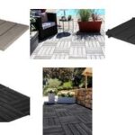 EDA terrastegel in houtlook, (B)384 mm, kunststof, zwart