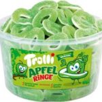 Trolli fruitgum APPELRINGEN, 150 stuks in ronde silo