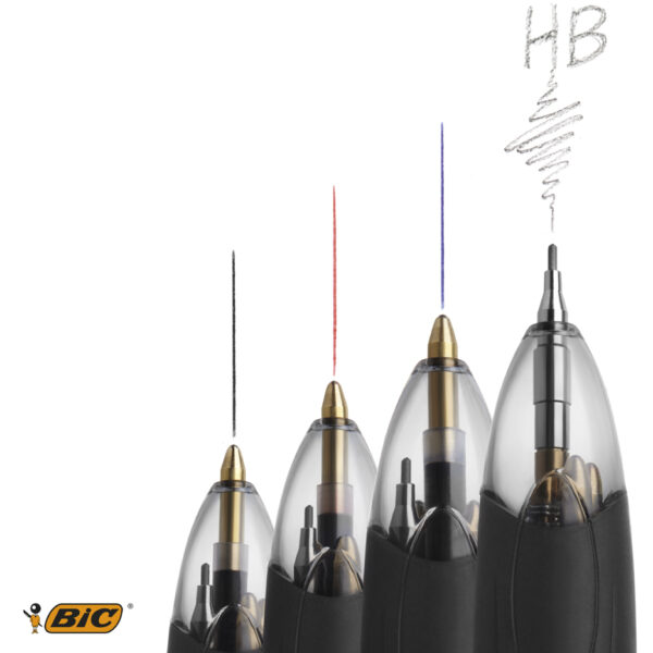BIC drukbalpen 4 Colours 3+1 HB, grijs/wit