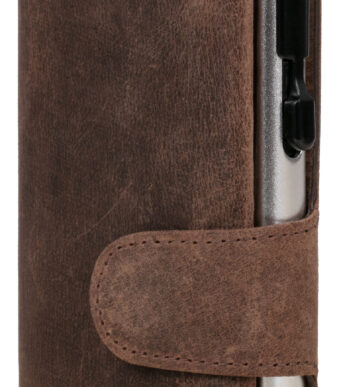CLICKSAFE portemonnee met kaartenetui, jagersleer, bruin/zilver